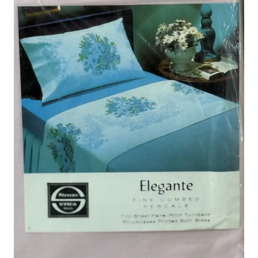 Vintage Stevens Twin Flat Sheet Pink Floral Cotton Percale NOS NIP USA MCM